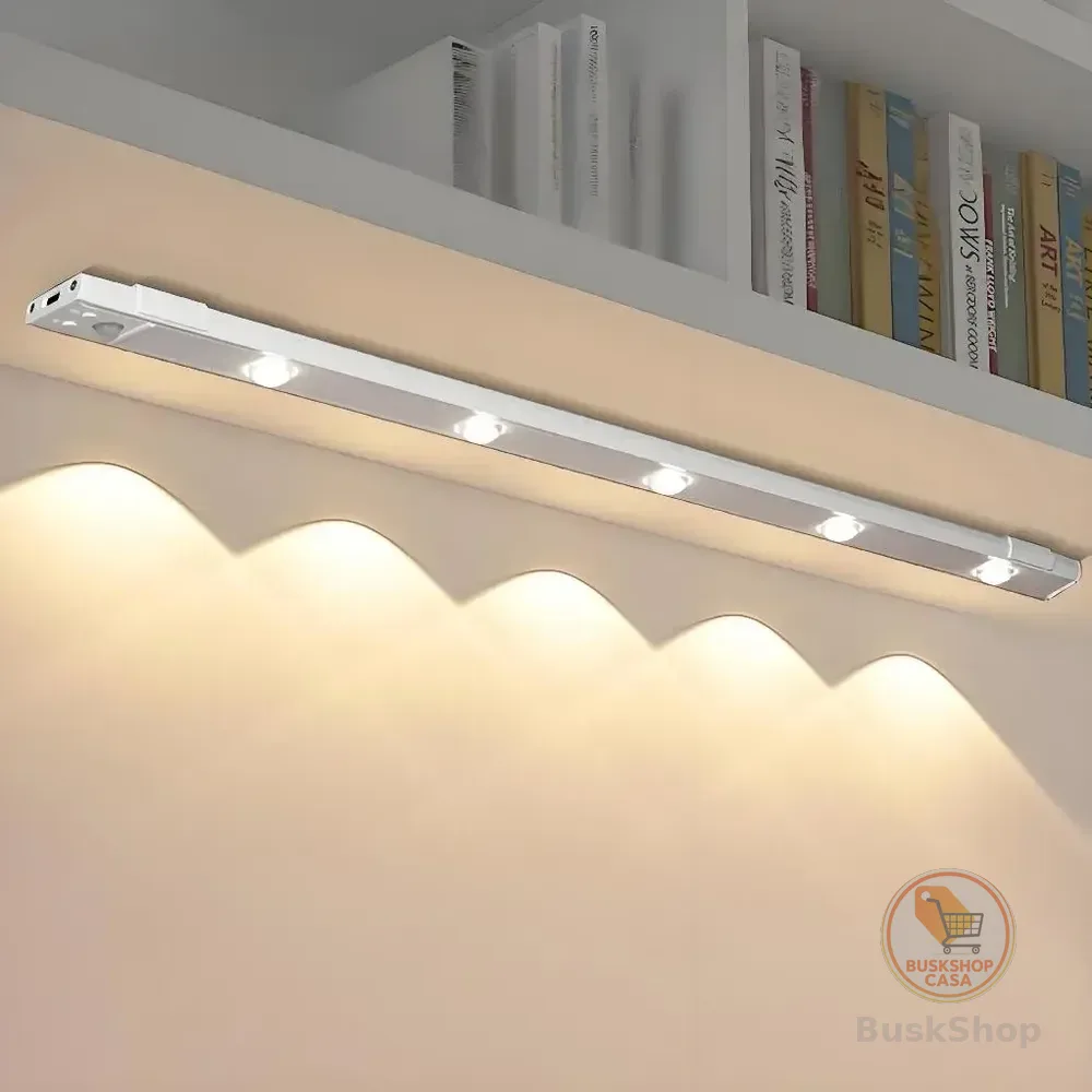 Luminária De Barra Led Recarregável Com Sensor, 60cm E 3 Cores Prateado 1.2v