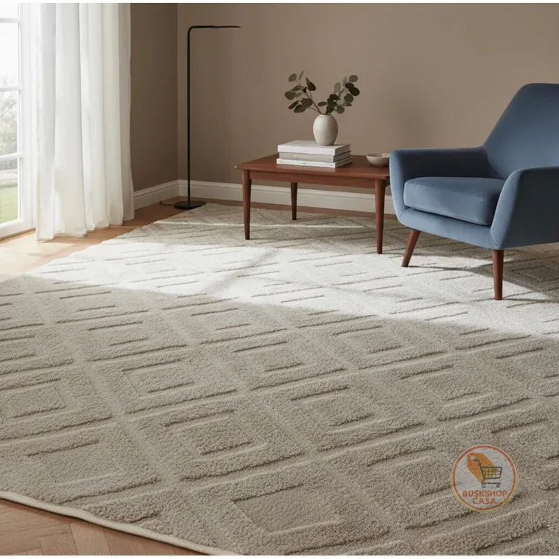 Tapete sala quarto sem pelo com relevo em jacquard macio antiderrapante