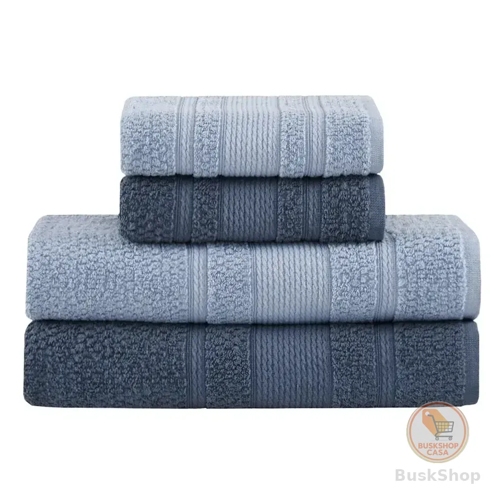 Jogo De Toalhas Buddemeyer Bella Extra Soft Banho 4 Peças Azul Claro/azul Marinho