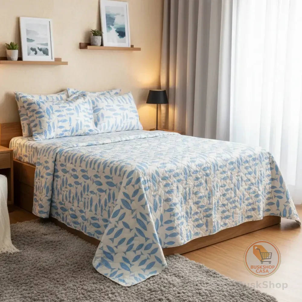 Colcha Cobre Leito Cama Casal 3 Peças Estampado