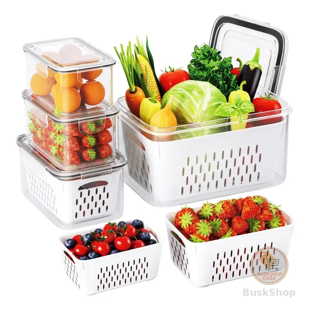 Kit 3 Organizadores Geladeira 5,9l Caixa Organizadora Cesto Branco