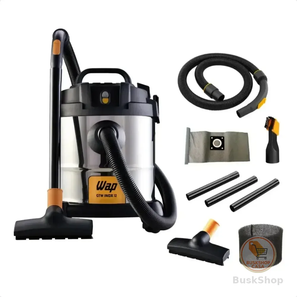 Aspirador Pó E Água Wap Gtw Inox 12 1400w 12l Bocal De Sopro Inox E Preto 220v