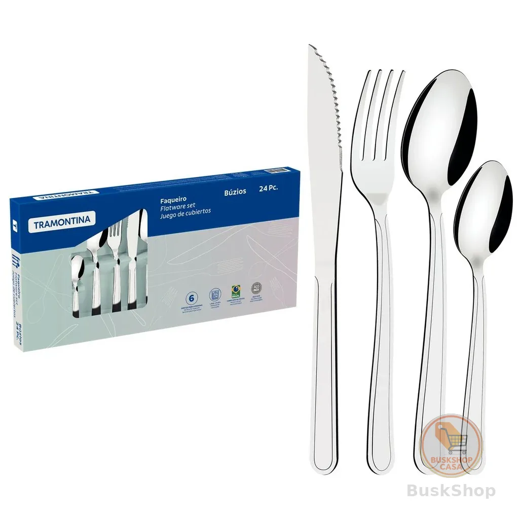 Jogo De Talheres Faqueiro 24pcs Búzios Aço Inox Tramontina