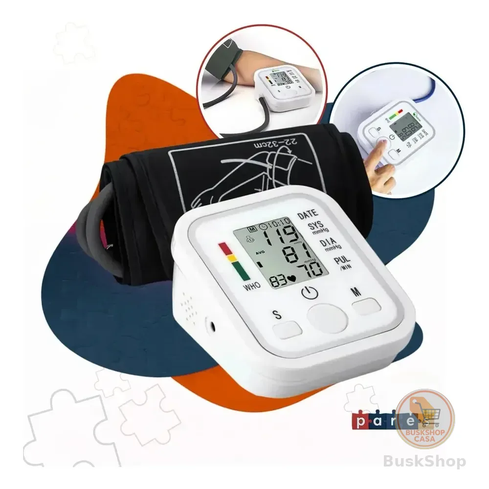 Aparelho Medidor De Pressão Arterial Digital Pares Automático De Braço Monitor Inteligente Com Tela Lcd Grande, Detecção De Arritmia, Memória Para Leituras E Operação Simples Marca Pares Branco
