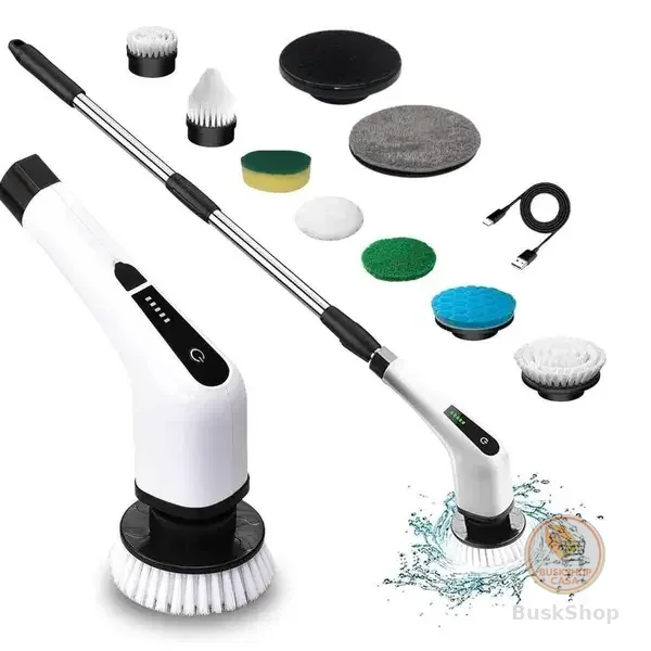 Escova ​De Limpeza Esfregão Mop Elétrico 9 Em 1 Giratório 360 Ajustavel Recarregavel Cozinha USB