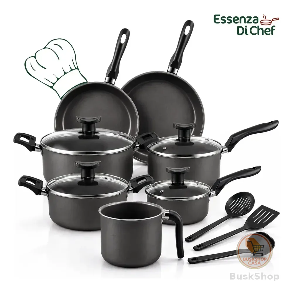 Conjunto Panelas Antiaderente 10 Peças Teflon Várias Cores Preto