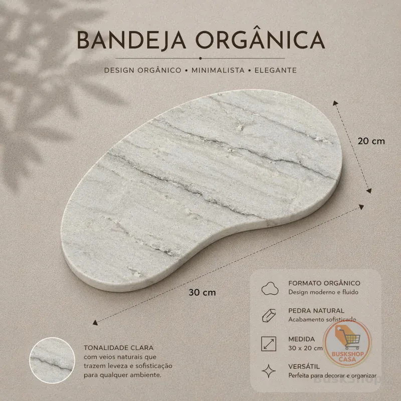Bandeja Modelo Orgânico, Granitos Exóticos, Tamaho 30x20, Acabamento Impecável