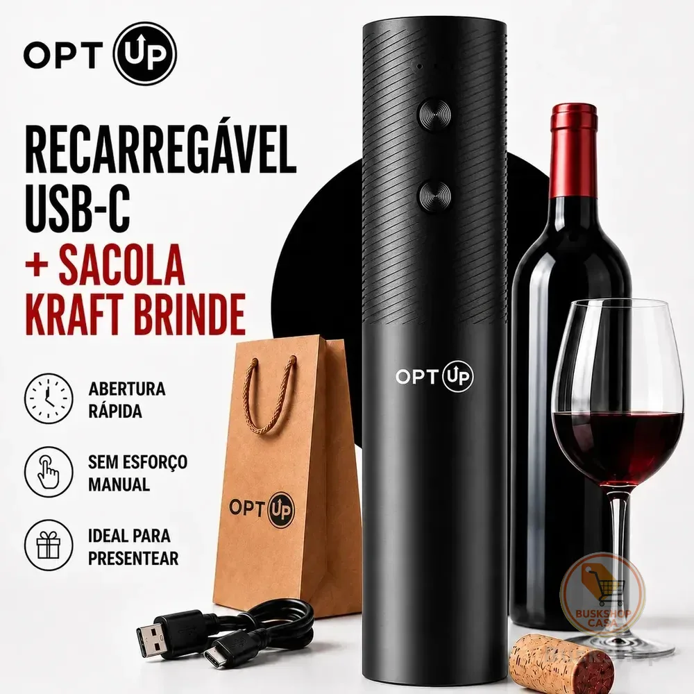 Abridor De Vinho Eletrico Automatico Recarregavel Usb-c Saca-rolhas Garrafa Portátil Presente Kit Vinho Optup