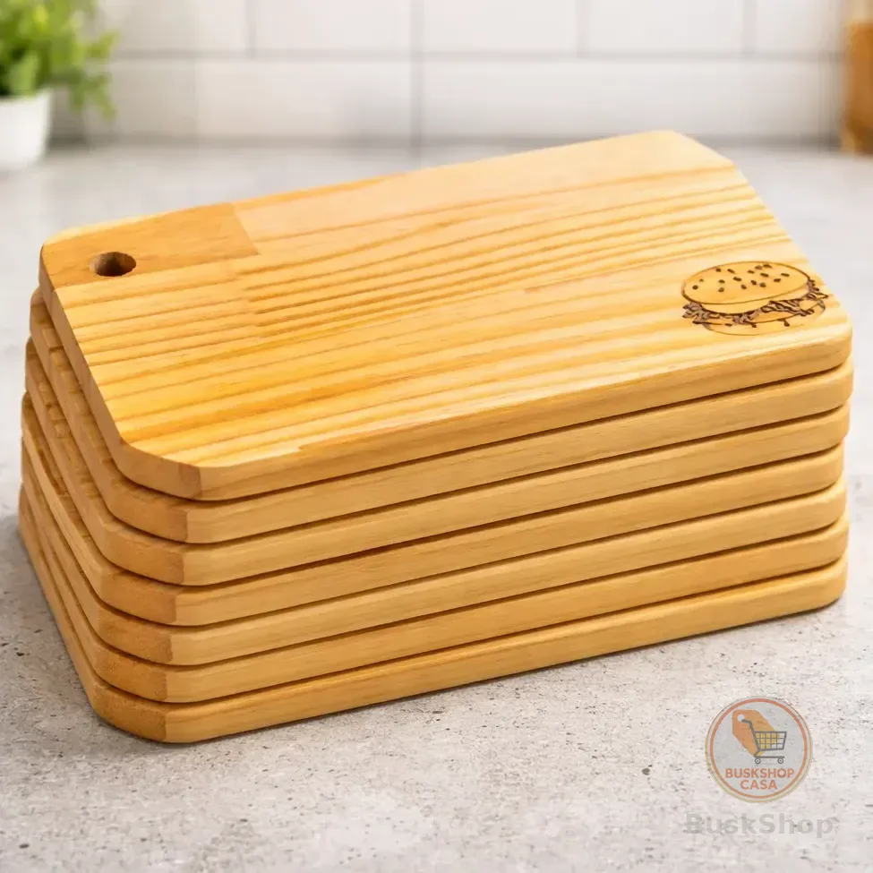 Kit 10 Tabuas Servir Lanche Madeira Ideal Lanchontes 25x13,5 Retangular Lisa Bege