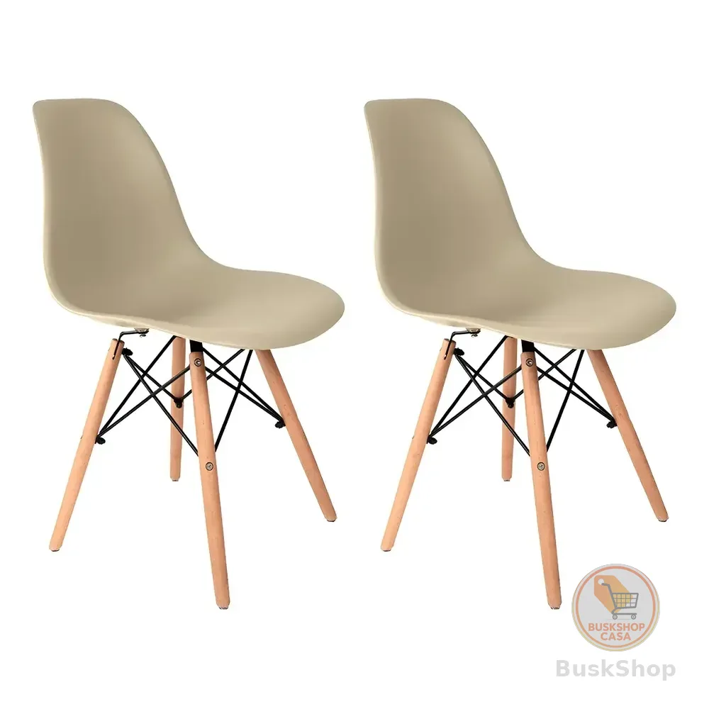 Cadeira Jantar Eames Dsw Madeira Empório Tiffany 2 Unidades Estrutura Fendi Assento Bege Fendi Bege
