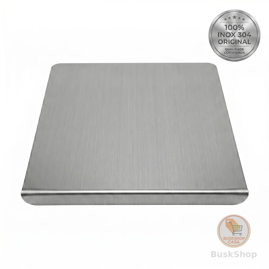 Tábua Corte Inox 304 Escovado Premium 30x24 Dobra Higiênica Lisa