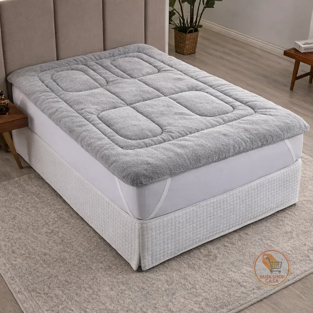 Pillow Top Casal Plush Mantinha Toque Macio Com Elástico