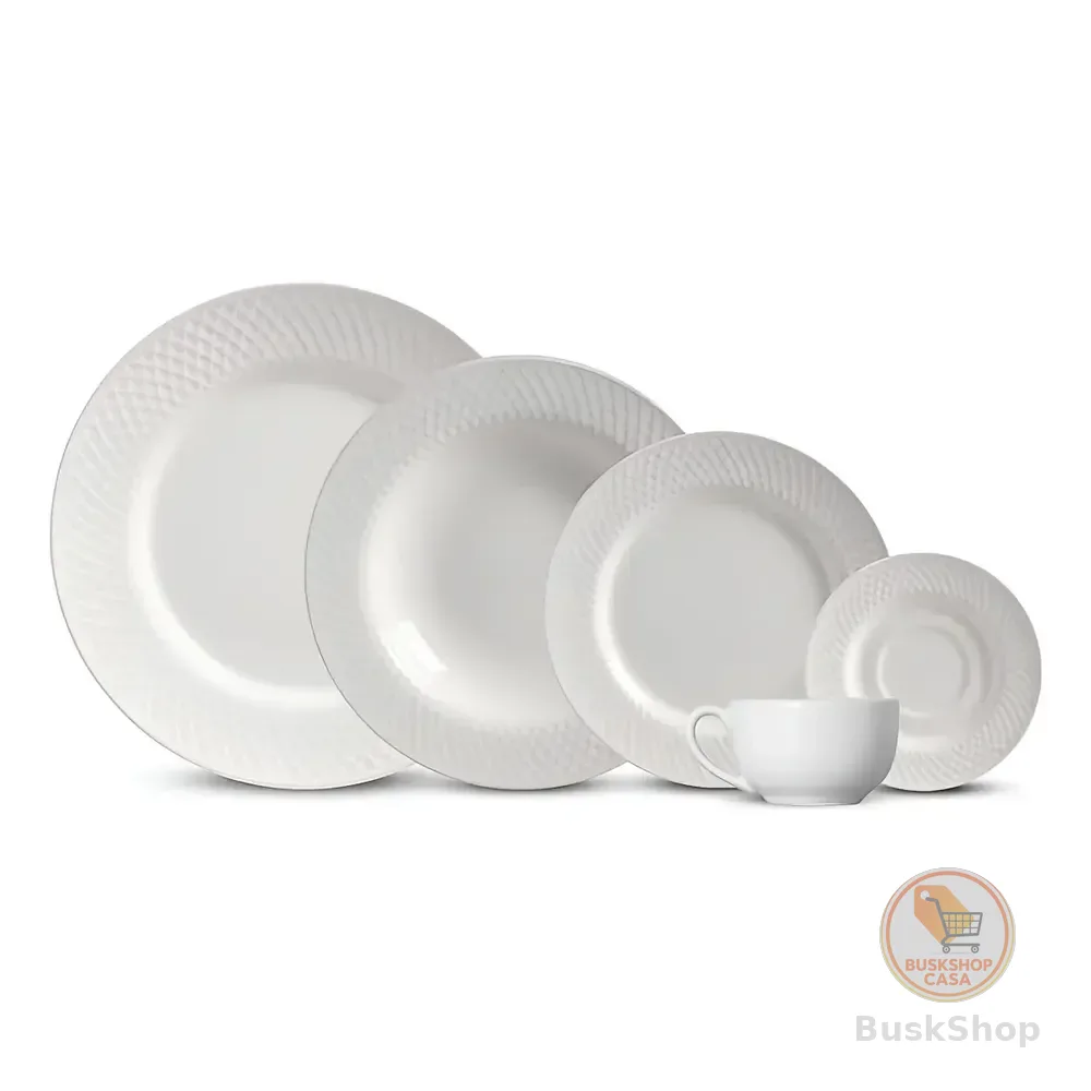 Aparelho De Jantar 30 Peças Split White Alleanza Cerâmica Cor Branco Relevo