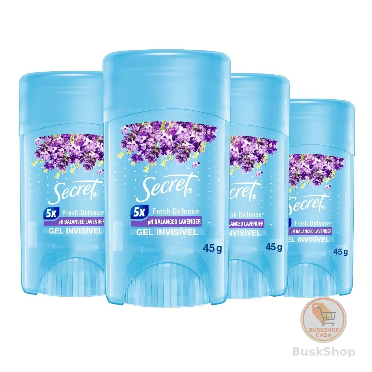 Secret Kit Desodorante em Gel Invisível Antitranspirante Lavanda com 4 Unidades 45g