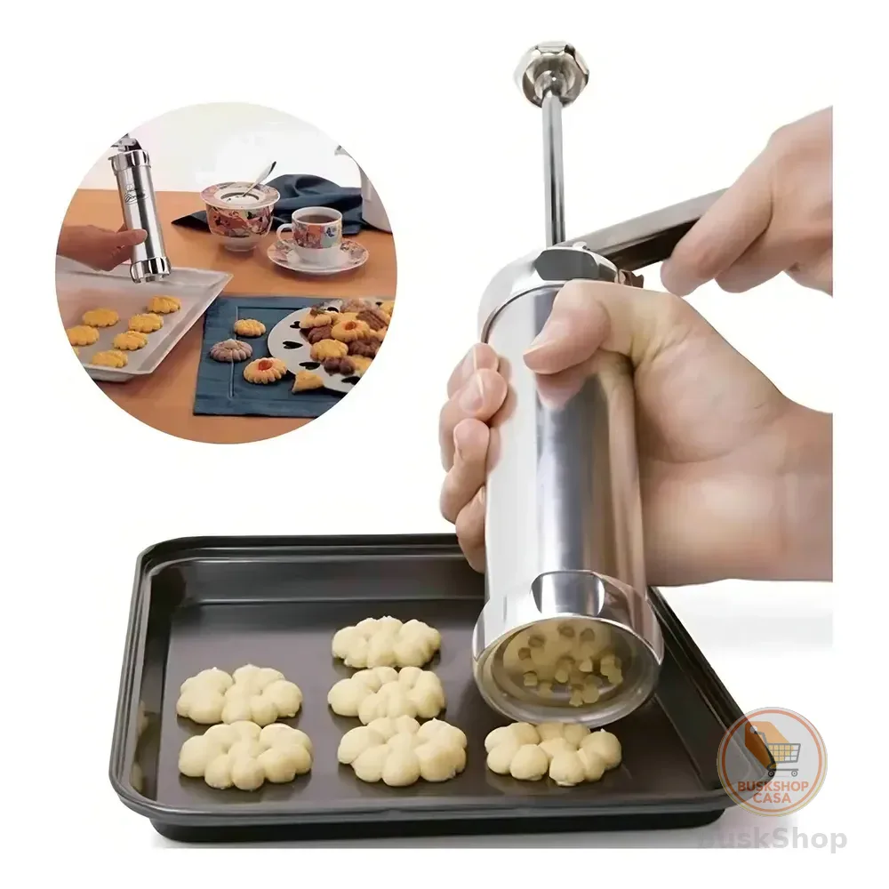 Máquina Modeladora De Biscoito Inox 20 Formas 4 Bicos Cor Prata