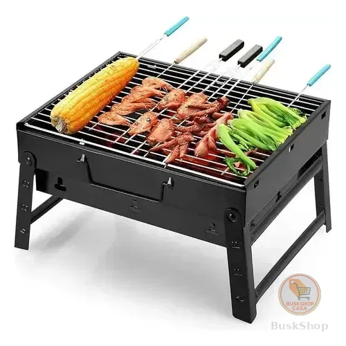 Mini Churrasqueira Portatil Dobravel 40cm Para Apart Preto Preto