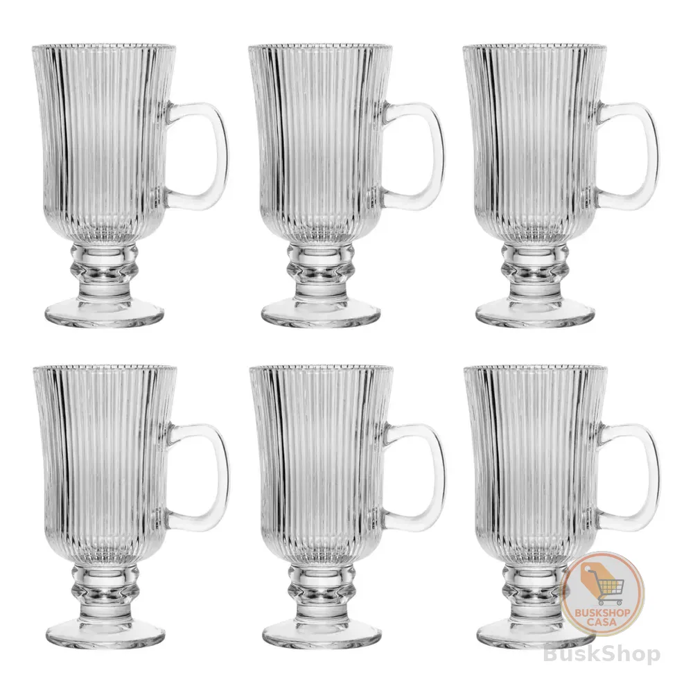 Kit 6 Taças Para Cappuccino Lines 240ml De Vidro Wolff Vidro
