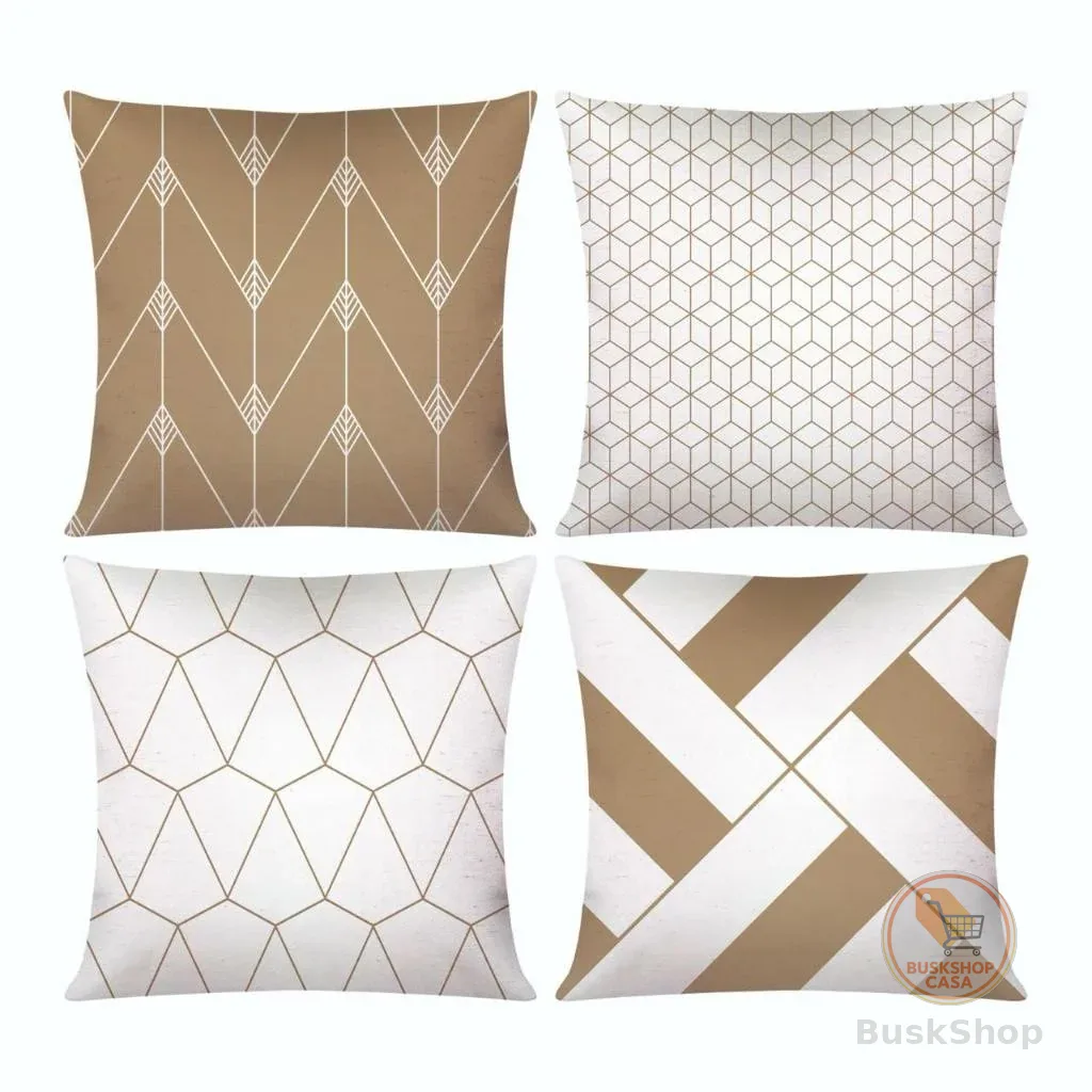 Kit c/ 4 Capas de Almofada Decorativas Modern Print 45x45 - Geométrica Nude