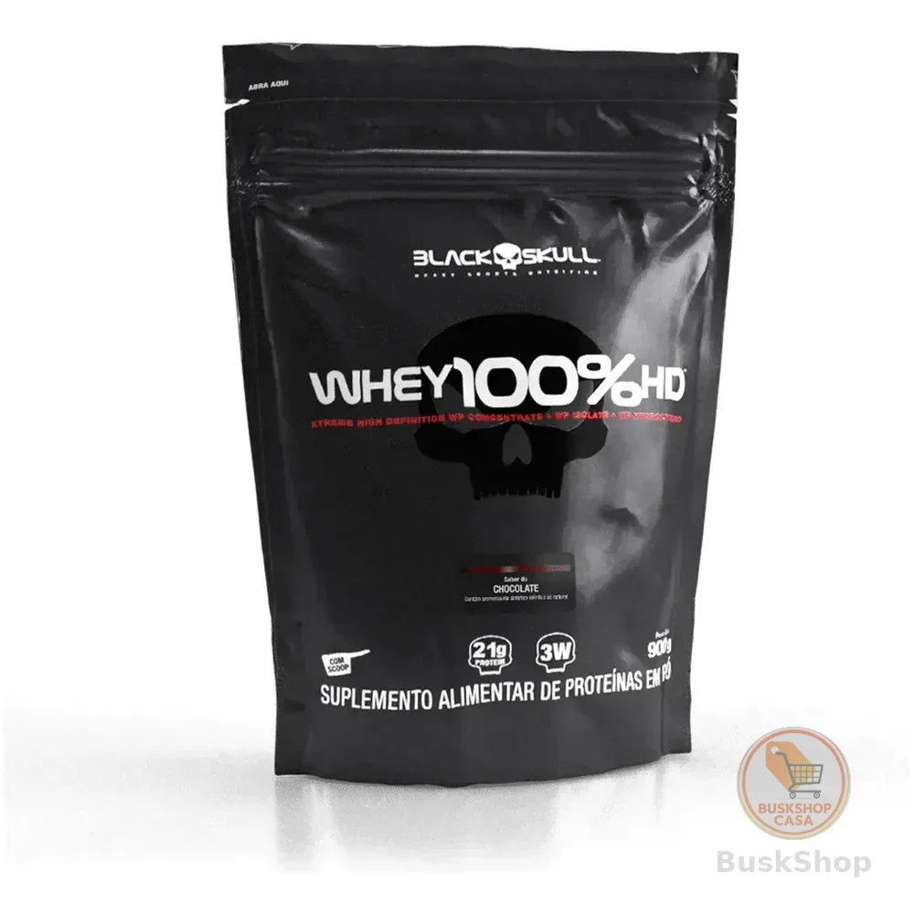 Whey 100% Hd Refil Black Skull - 900g (wpc, Wpi E Wph) Sabor Chocolate