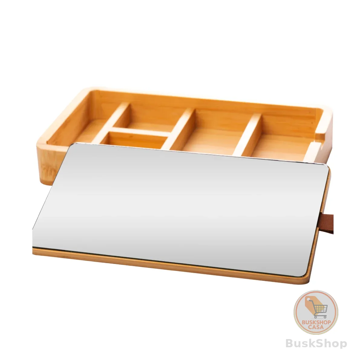 LYOR - Porta Joias de Bambu com Espelho 25cm x 14cm x 3,5cm
