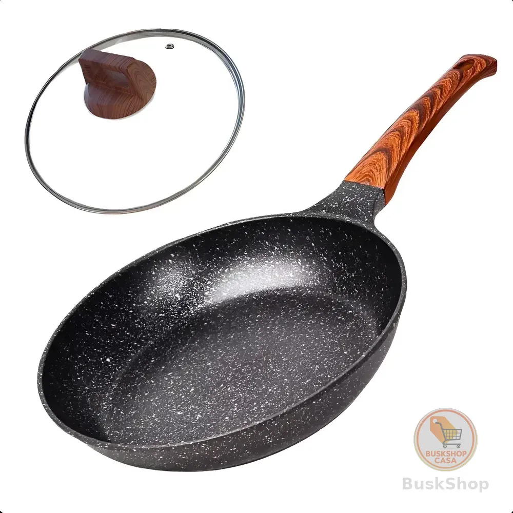 Panela Frigideira Indução E Gás Antiaderente De Cerâmica Com Tampa De Vidro 24cm - Aero Home Cinza-escuro
