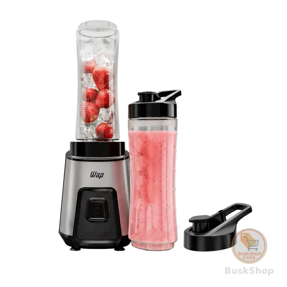 WAP Mini Liquidificador Portátil Blender Go 300W Com 2 Copos Squeeze Tampa e Alça 127V