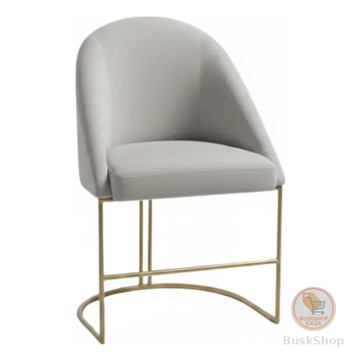 Cadeira Poltrona Estofada Decorativa Lua Premium Cinza Liso