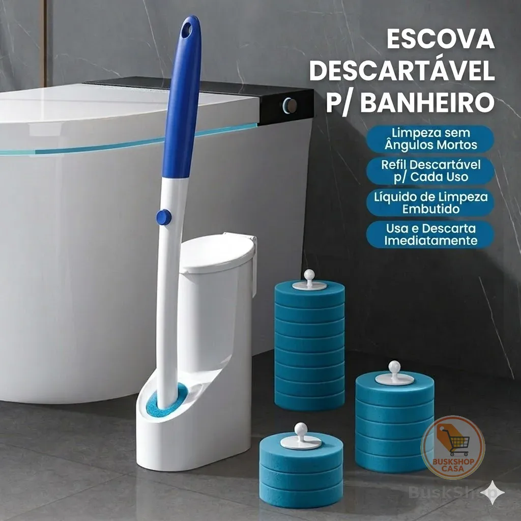Conjunto de escova sanitária descartável + 8 esponjas de limpeza profunda de substituição