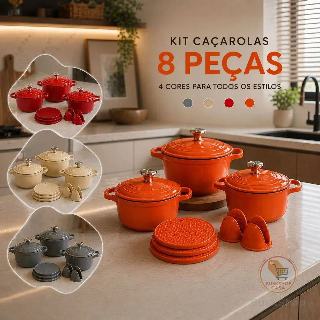 Conjunto de Panelas Caçarolas Cerâmica kit 8 Peças Antiaderente Fogão Gás Indução vidrocerâmico moderna premium