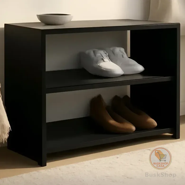 Sapateira Ibérica Preta Madeira Mdp Das Prateleiras 50x40x25cm Preto