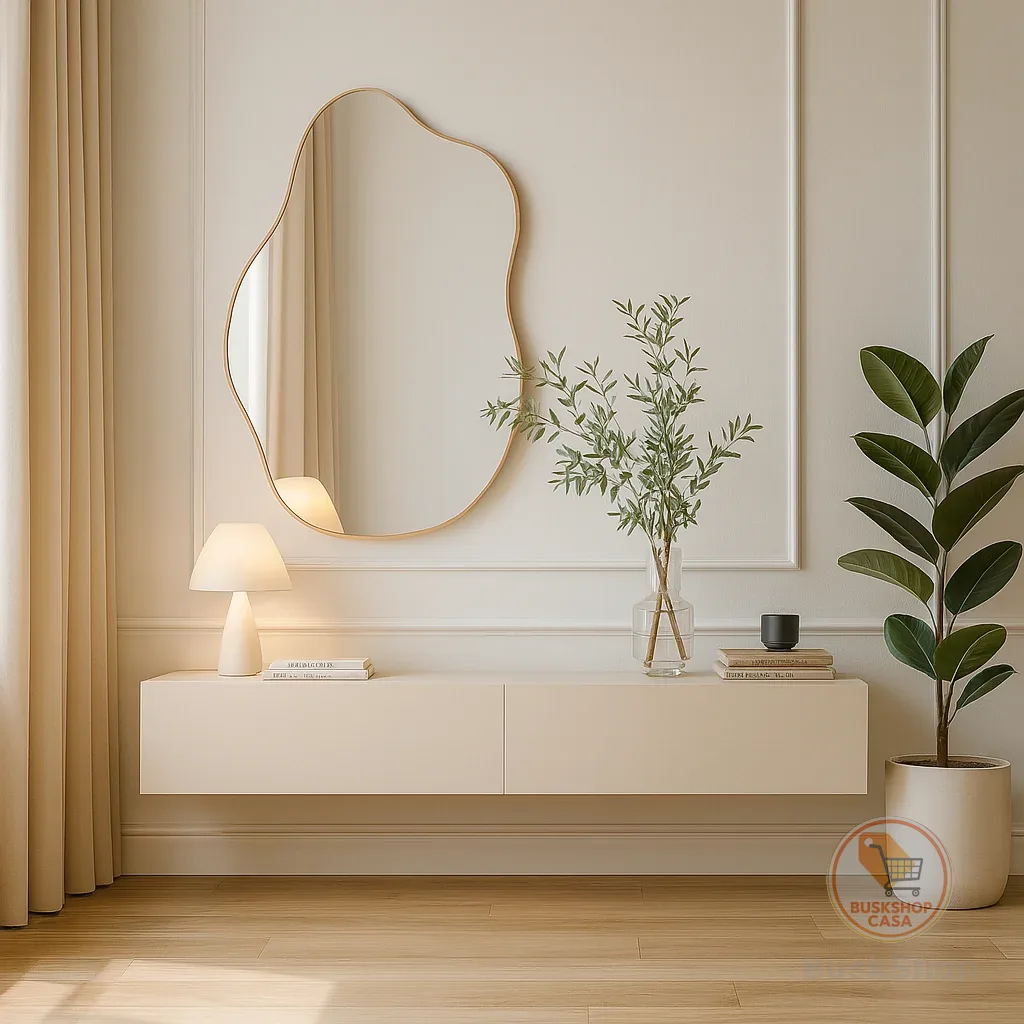 Aparador de Sala Hall Suspenso 2 Portas 110cm MDF/MDP Paris Off White