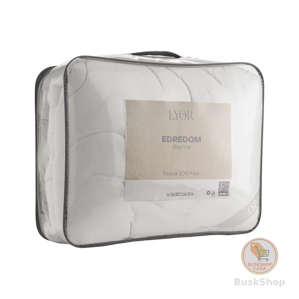 Edredom Hotel Saphira Casal Toque 300 Fios Branco Poliéster