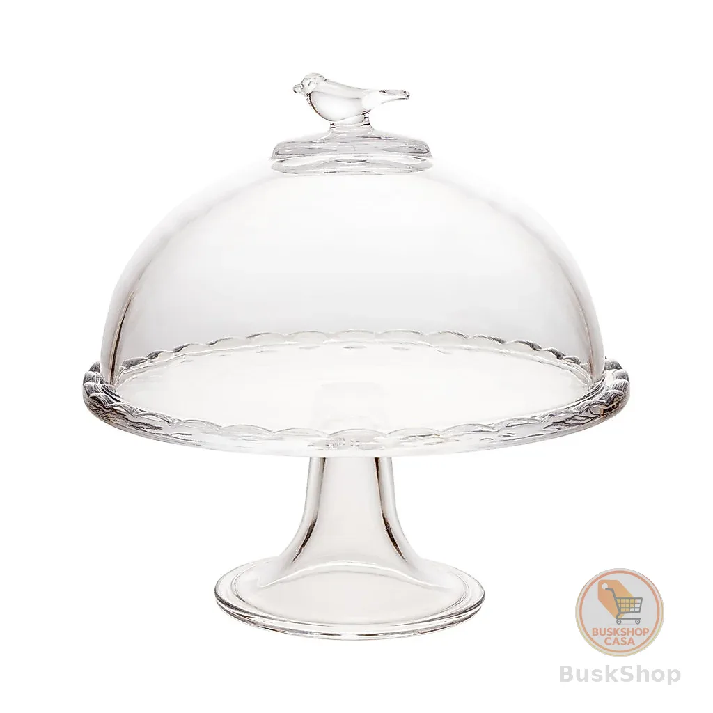 Boleira Prato com Pé e Tampa Bird 19cm Cristal - Wolff