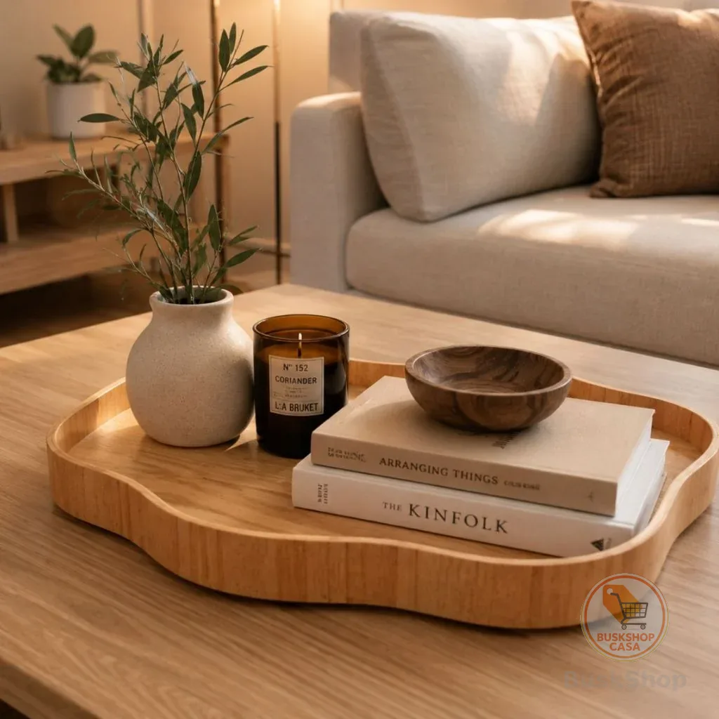 Bandeja Orgânica de Madeira Cinamomo Decorativa Luxo Premium Elegante Sofisticada