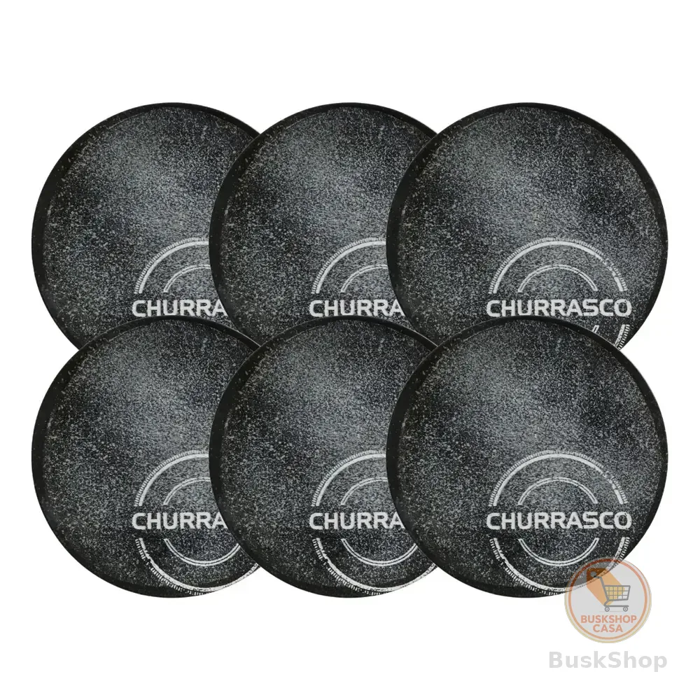 Jogo Jantar 6 Pratos Rasos Tramontina Churrasco Carbon 25cm