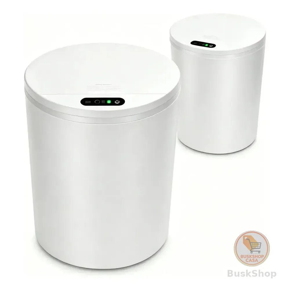 Lixeira Automática Redonda Branca Com Sensor Infravermelho E Usb Recarregável, 16l Para Casa/escritório Branco