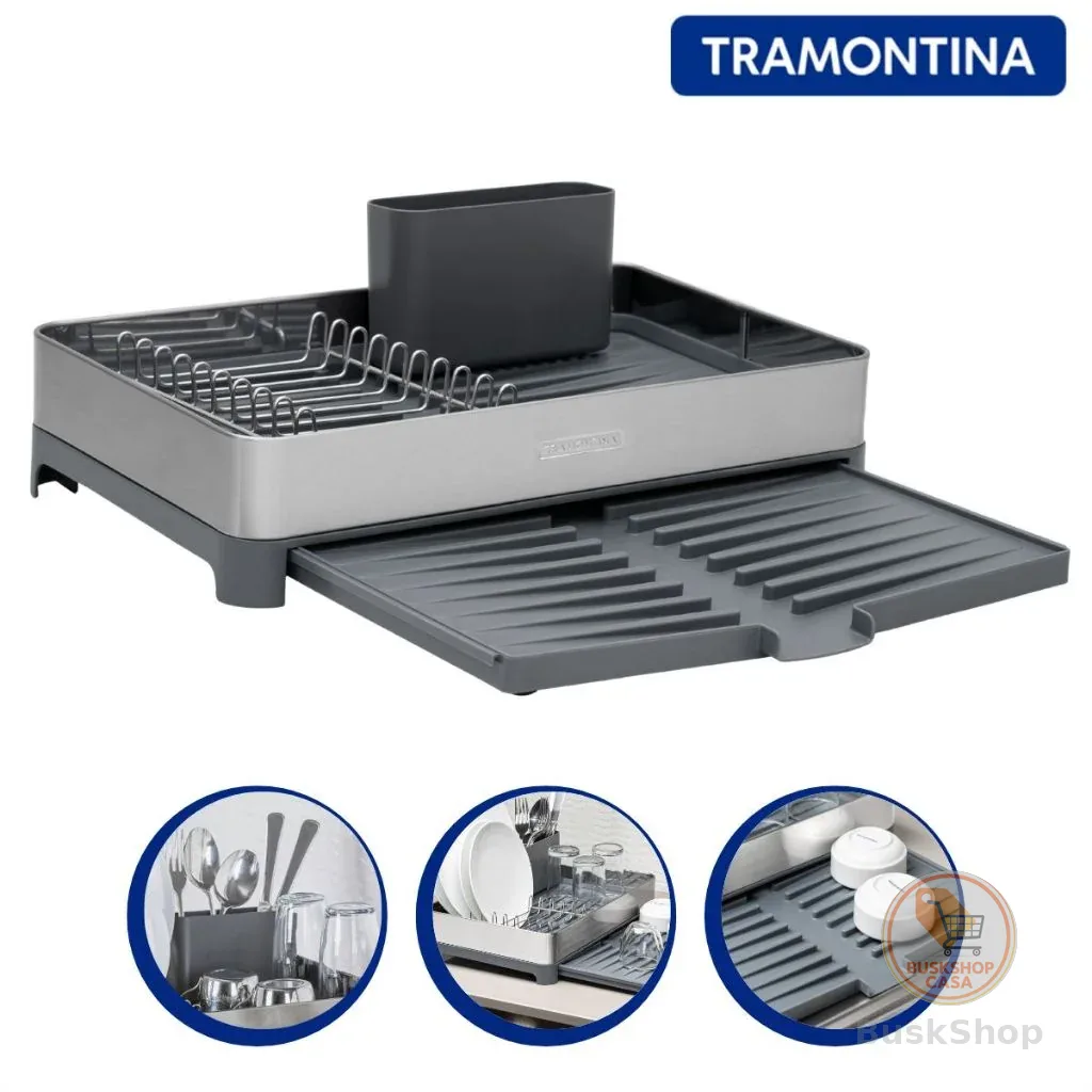Escorredor de Louças Extensível Inox com Porta Talheres Tramontina
