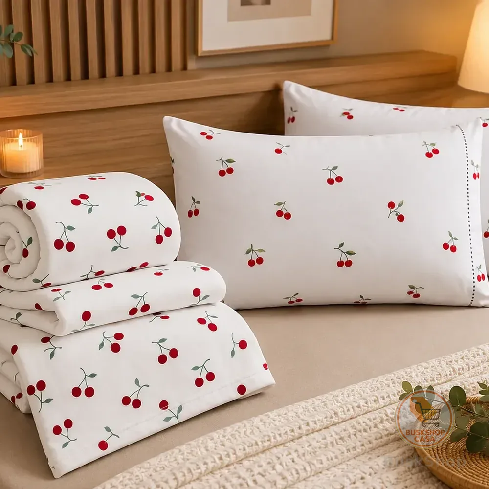 Kit Cereja 3 Peças - Manta Queen + Par De Fronhas Cereja Vermelho Cereja
