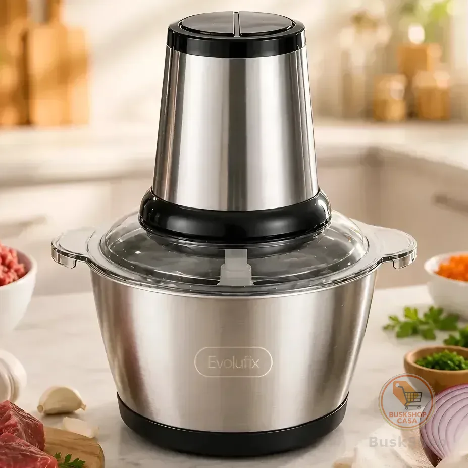 Multiprocessador Triturador Moedor 2 Litros Inox 110v Elétrico De Alimentos Processador Picador De Cozinha Cozinheira Cortador De Aço Inoxidável Evolufix 127v