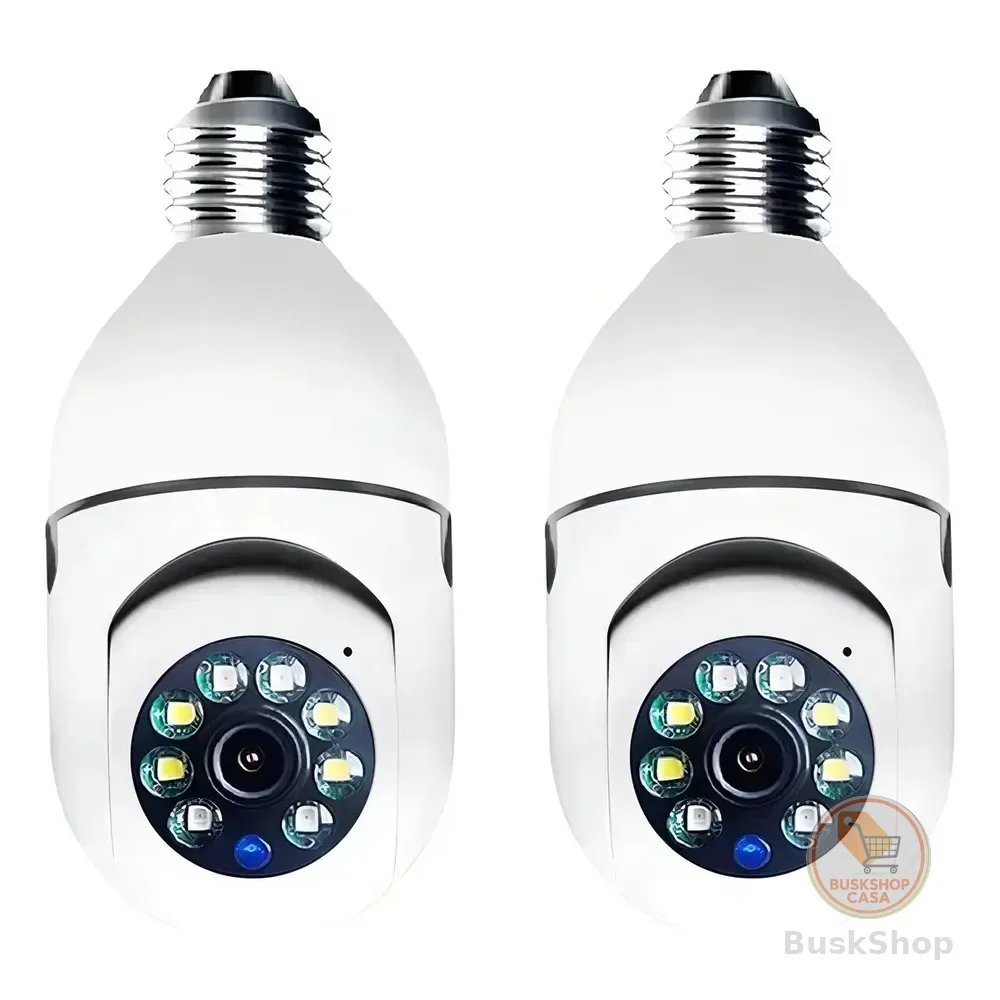 Kit 2 Câmeras Segurança 360º Jortan Wifi Ip Hd Visão Noturna Lâmpada Camera Lâmpada Wifi 360