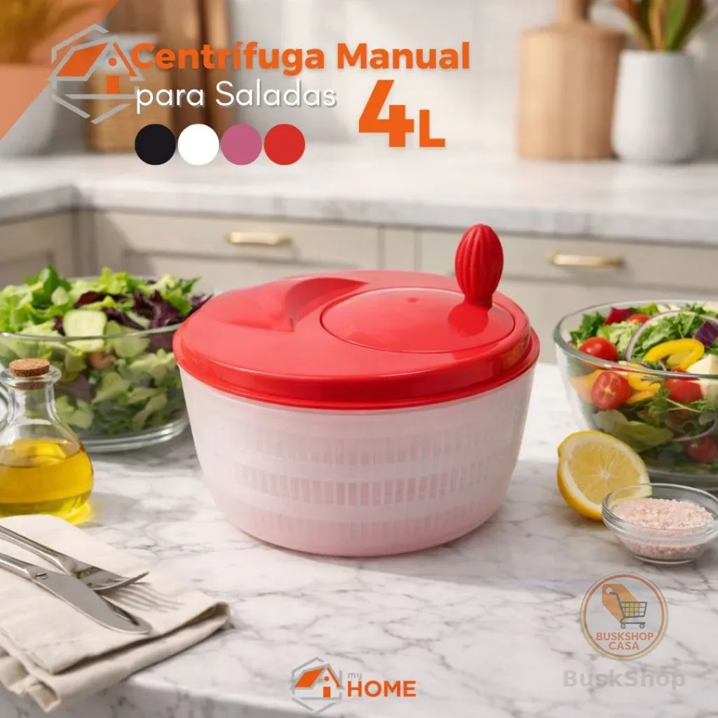 Centrífuga para Salada Secadora de Verduras Manual 4 Litros Secagem Rápida Várias Cores