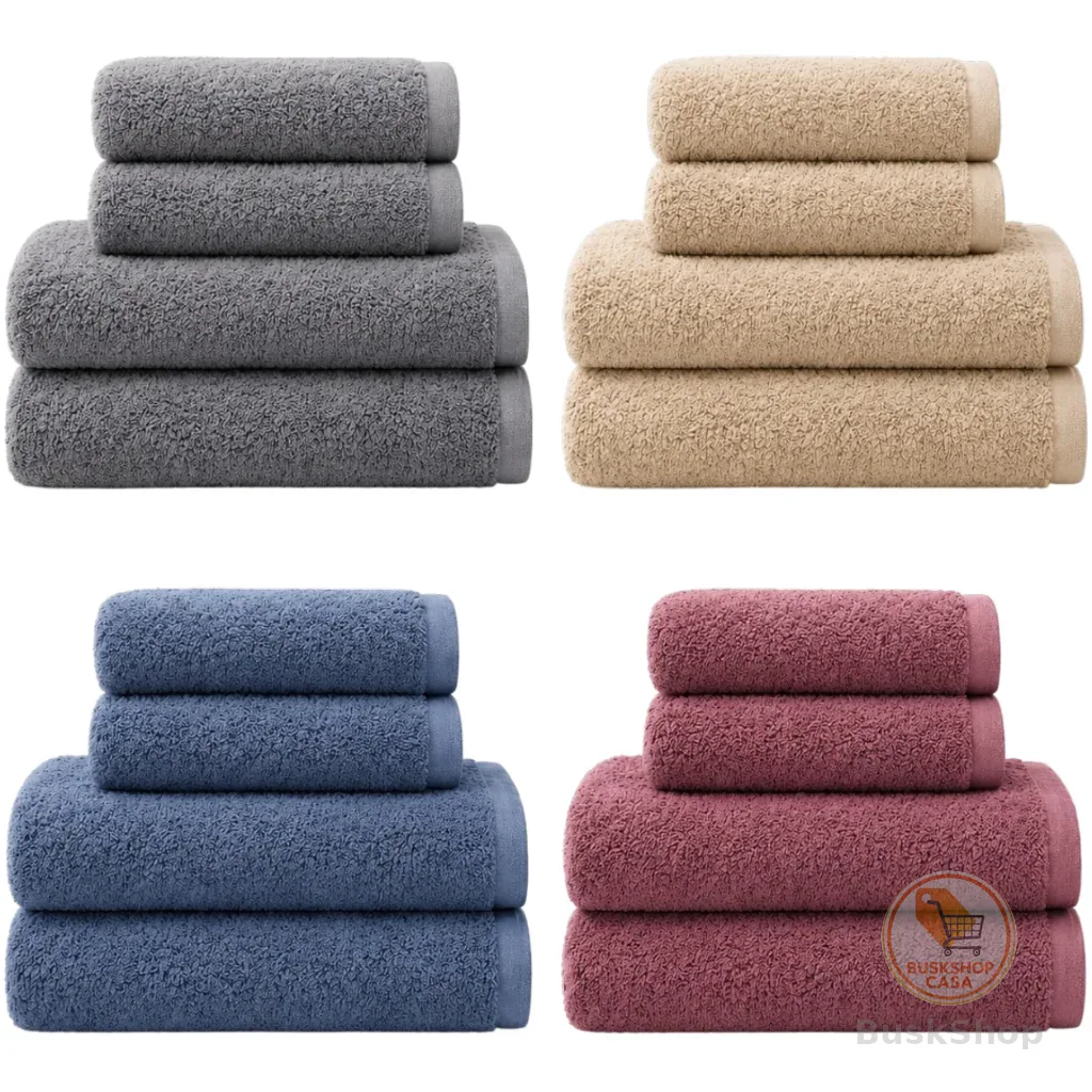 Jogo de Toalha de Banho SoftMax® Kit 4 Peças 100% Algodão Penteado Grande Felpuda Macia Absorvente