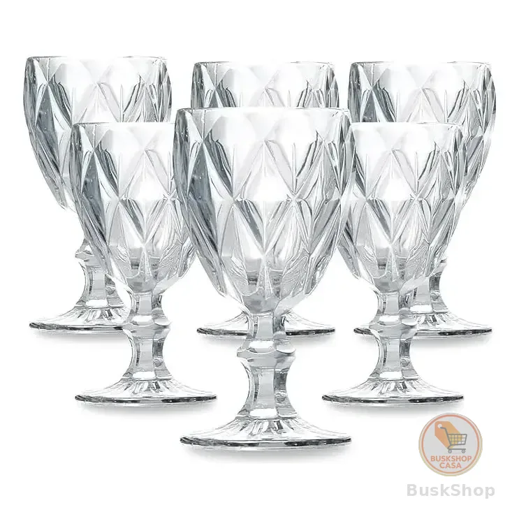 Conjunto De Taças De Vidro 340ml Diamond Line - 6 Peças Transparente