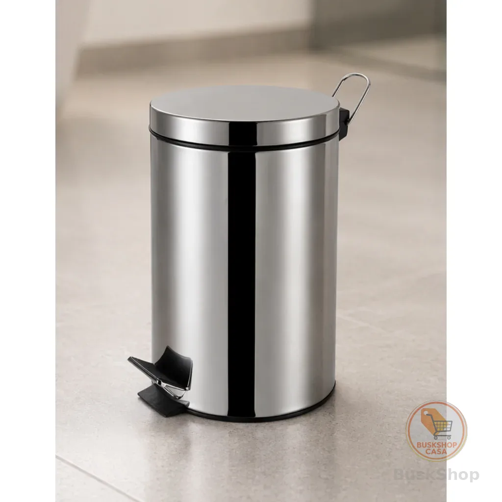 Lixeira Inox 5L com Pedal e Balde Interno Removível Ágata Aço Inoxidável para Cozinha e Banheiro