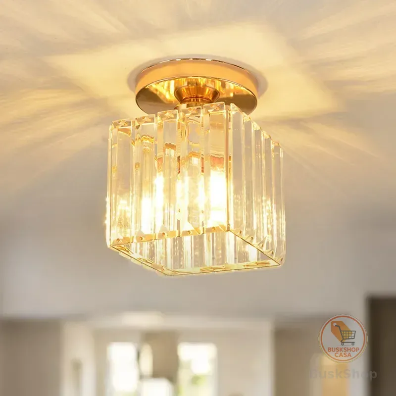 Luminária Plafon Teto Led Sobrepor Moderna Dourada Acrílico 127/220v Dourado