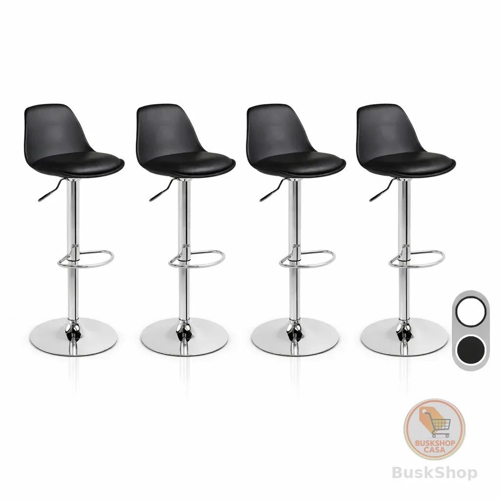 Kit 4 Banquetas Eiffel Giratória Estofada Com Encosto Sala de jantar Suporta 120kg Com Regulargem