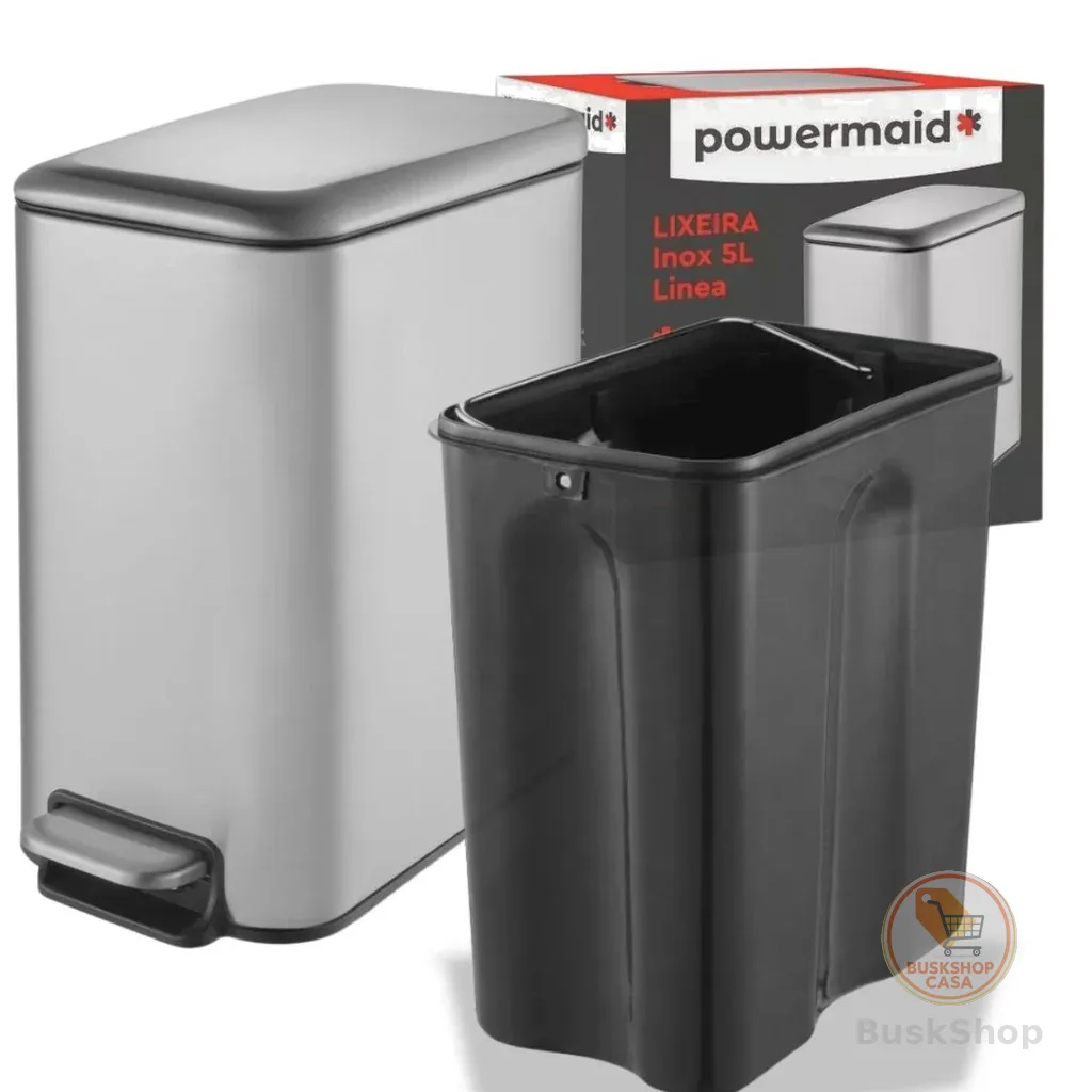 Lixeira Inox 5L com Pedal e Balde Removível – Ideal para Banheiros, Cozinhas e Escritórios