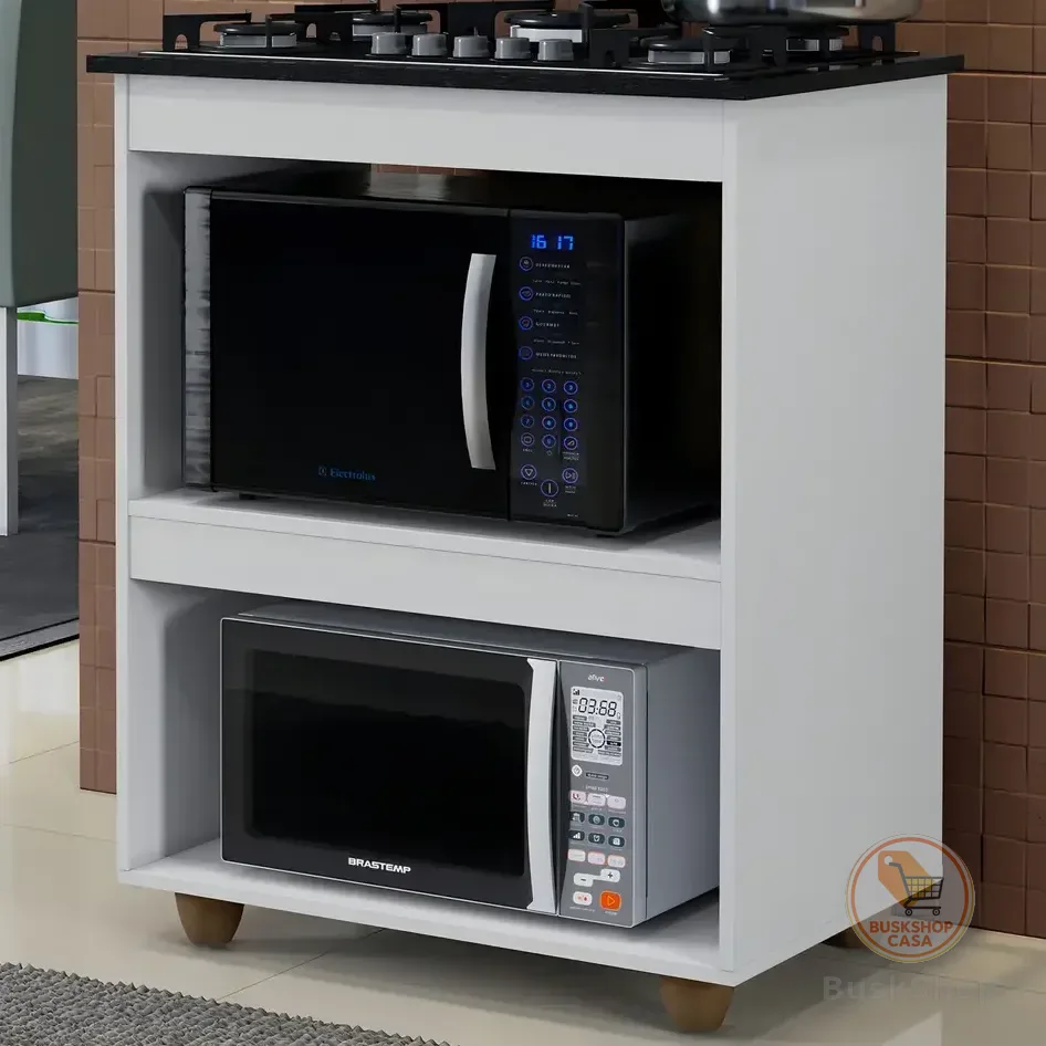 Balcão Para Cooktop 5 Bocas Turim De Mdp Branco Kaiki Móveis