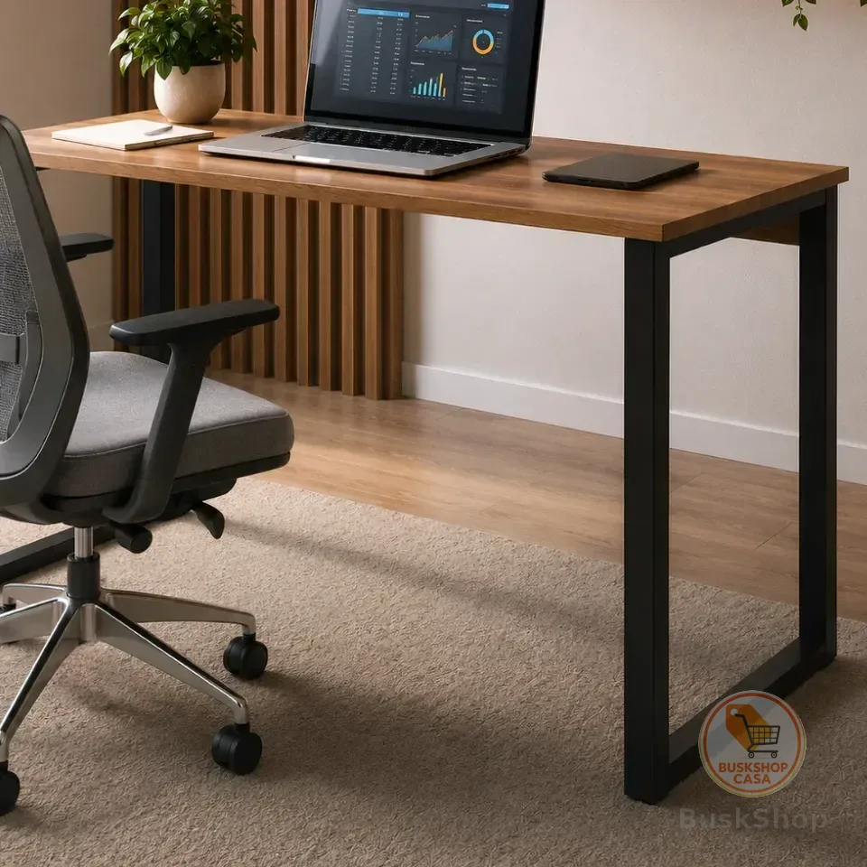 Mesa Escrivaninha Office Industrial 100x50cm Mdf Premium Aço Amadeirado