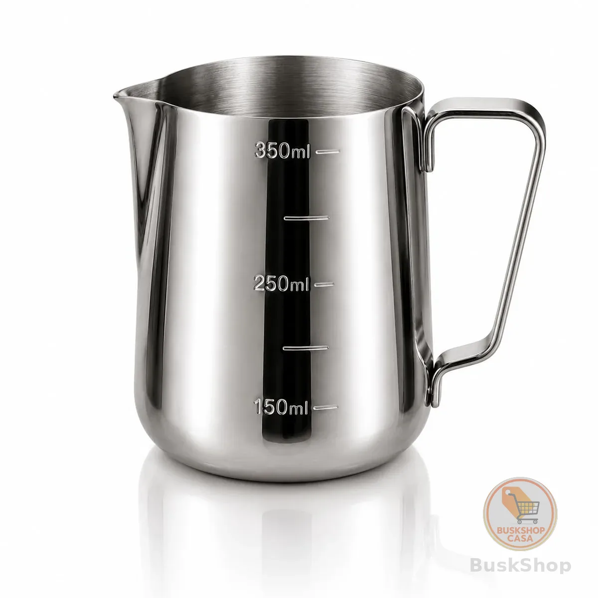 Jarra Barista Inox 350ml Pitcher Profissional para Espumar Leite, Leiteira em Aço Inoxidável com Marcações Internas, Bico para Latte Art, Cappuccino, Espresso, Café Especial e Microespuma